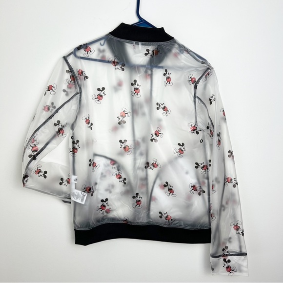 Disney Parks Mickey Mouse Rain Bomber Jacket Transparent Frosted Size Small NEW - Picture 3 of 7